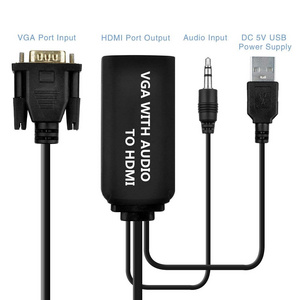 VGA to HDMI Adapter VGA2HDMI Audio Video Converter Cable with 3.5mm Audio for HDTV PC Projector