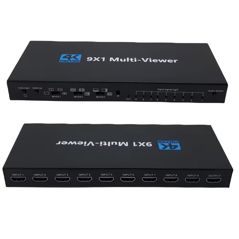 4K HDMI Multiviewer 9x1 Real Time Multi Viewer 9 in 1 Seamless HDMI Switcher with Remote