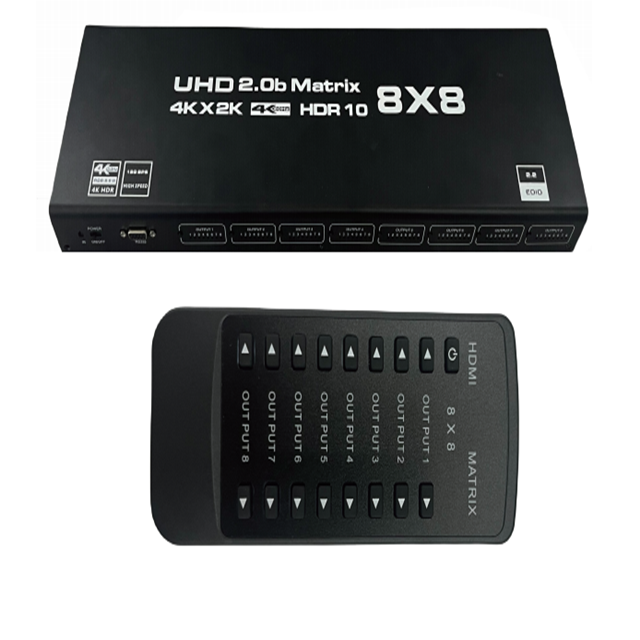 4K HDMI Matrix 8x8 8 in 8 Out HDMI2.0b Switch Splitter Box with Remote 4K 60Hz RS232