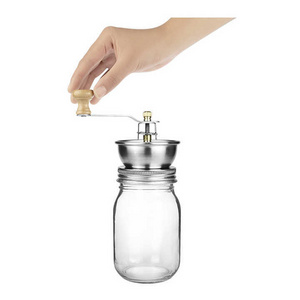 Portable Manual Coffee and Spice Grinder for Regular Mouth 70mm Mason Jar lid