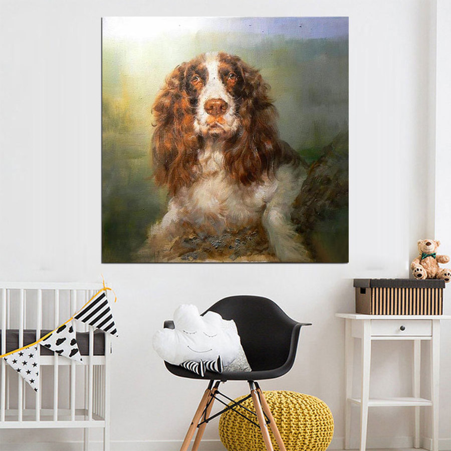 Original Art Hand-Painted 100% Animal Oil Paintings of Dogs Photo Pet Portrait Art Work on Canvas Stylish Wall Art