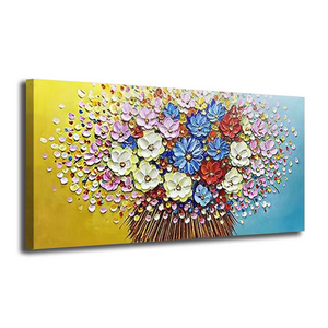 Original Art 3D Textured Daisy Canvas Oil Painting Flowers Wall Art Decor for Living Room and Bedroom