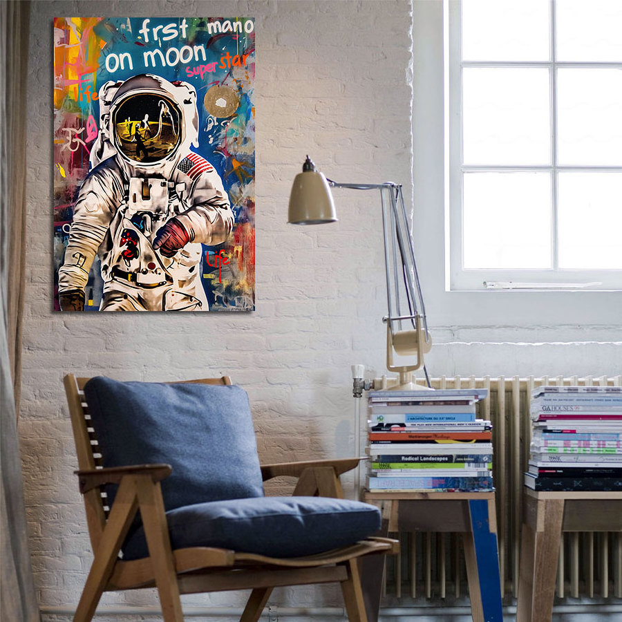 Original Art Street Graffiti Astronaut Kids' Pop Art Poster Prints Canvas Abstract Wall Decor for Home Room