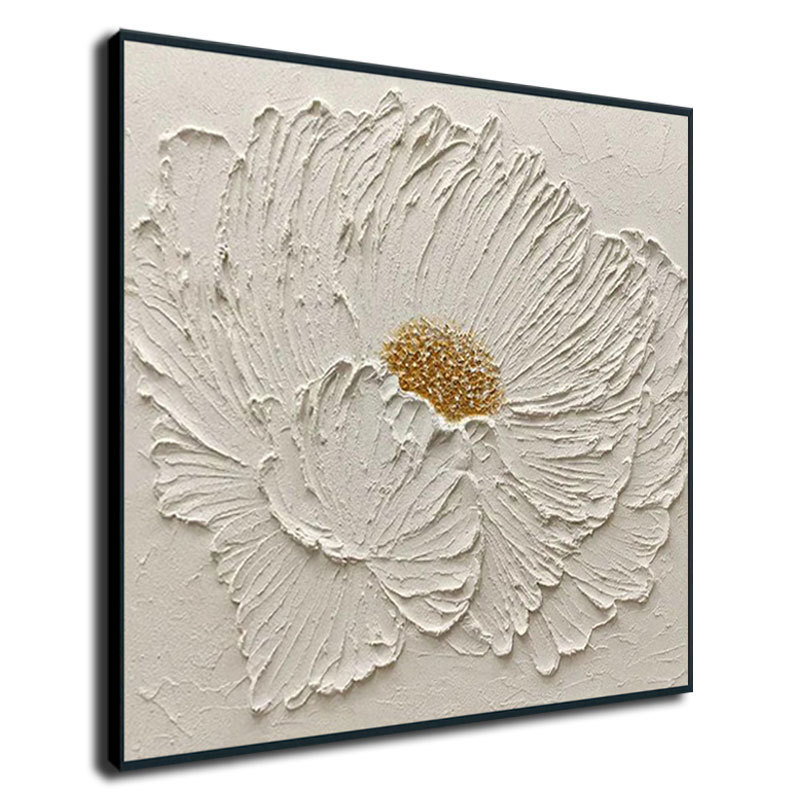 Original Art Newest Artwork Handmade Abstract Wall Art Textured White Flowers Paintings for Home Hotel Decor