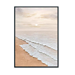 Original Art Modern Abstract  Sea Sunrise Landscape Art Hanging Painting  for Wall Art Home Decor