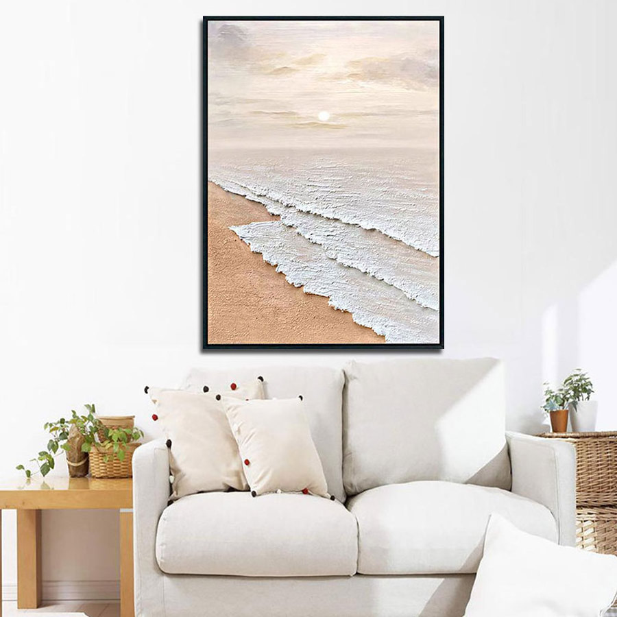 Original Art Modern Abstract  Sea Sunrise Landscape Art Hanging Painting  for Wall Art Home Decor