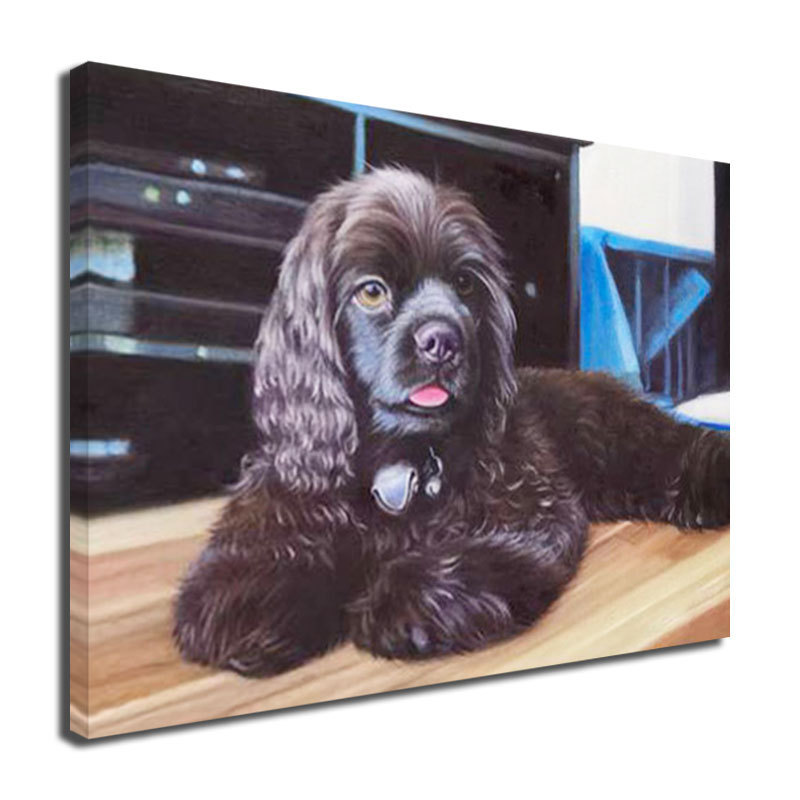 Original Art Handmade Canvas Wall Art Custom Dog Pets Oil Painting from Photo for Bedroom Decor and Home Artwork