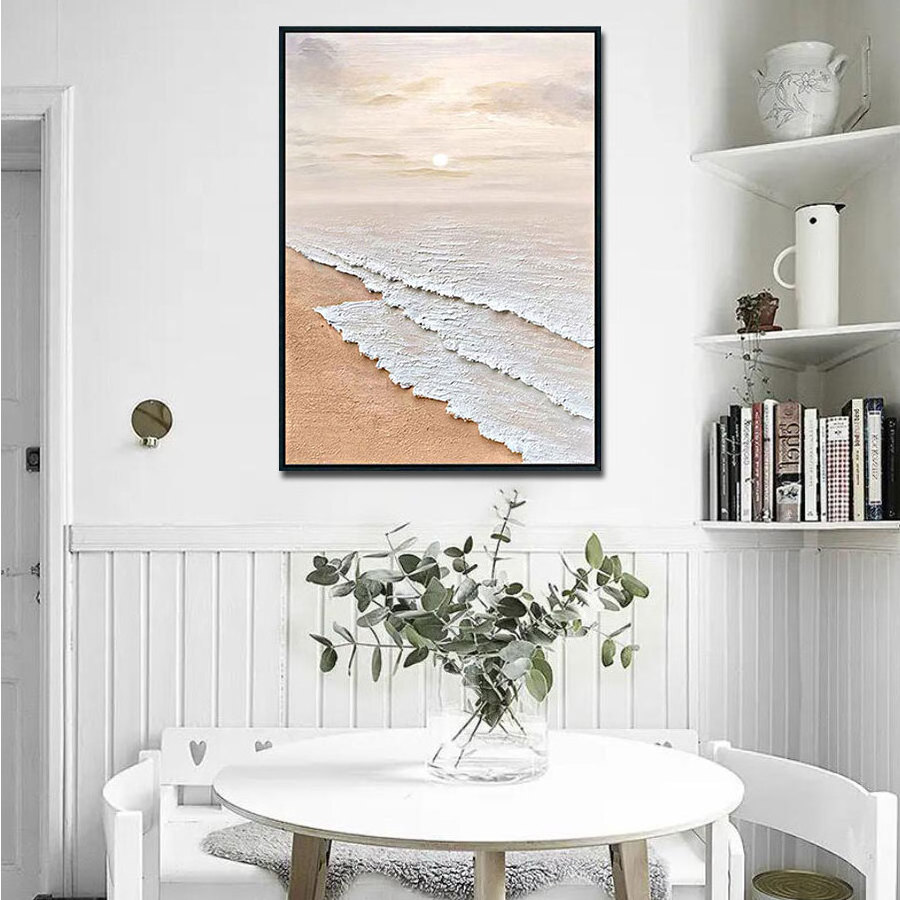 Original Art Modern Abstract  Sea Sunrise Landscape Art Hanging Painting  for Wall Art Home Decor