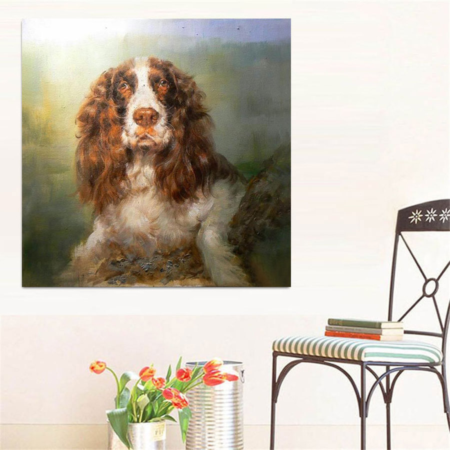 Original Art Hand-Painted 100% Animal Oil Paintings of Dogs Photo Pet Portrait Art Work on Canvas Stylish Wall Art