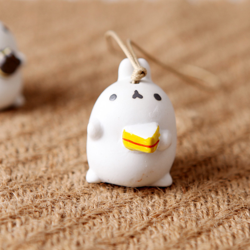 Japanese style ceramic ornament Cute little ears cartoon bunny rabbit  ceramic wind chimes ornaments