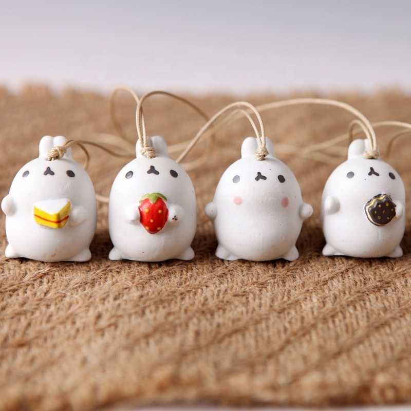 Japanese style ceramic ornament Cute little ears cartoon bunny rabbit  ceramic wind chimes ornaments