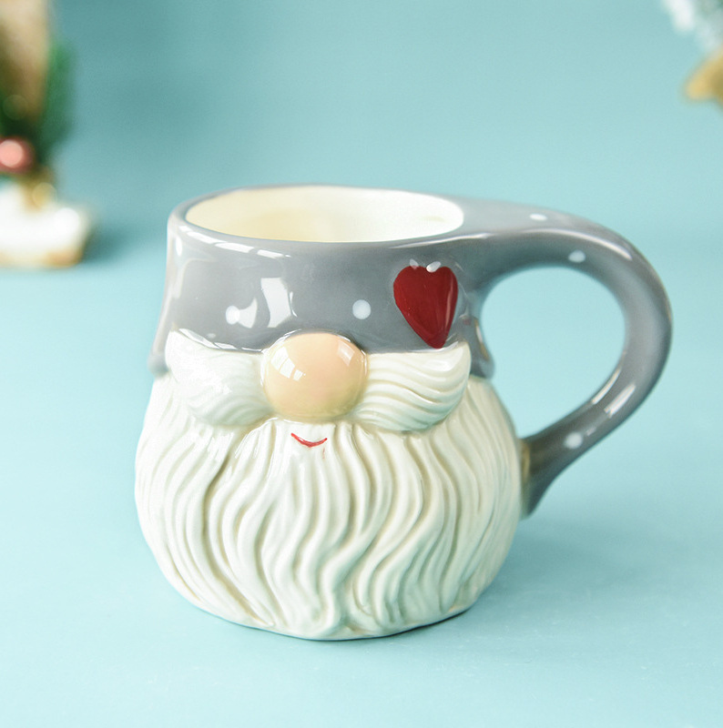 Customized Ceramic Christmas Coffee Mugs Gift Creative Xmas 3d Santa snowman moose Design coffee mug