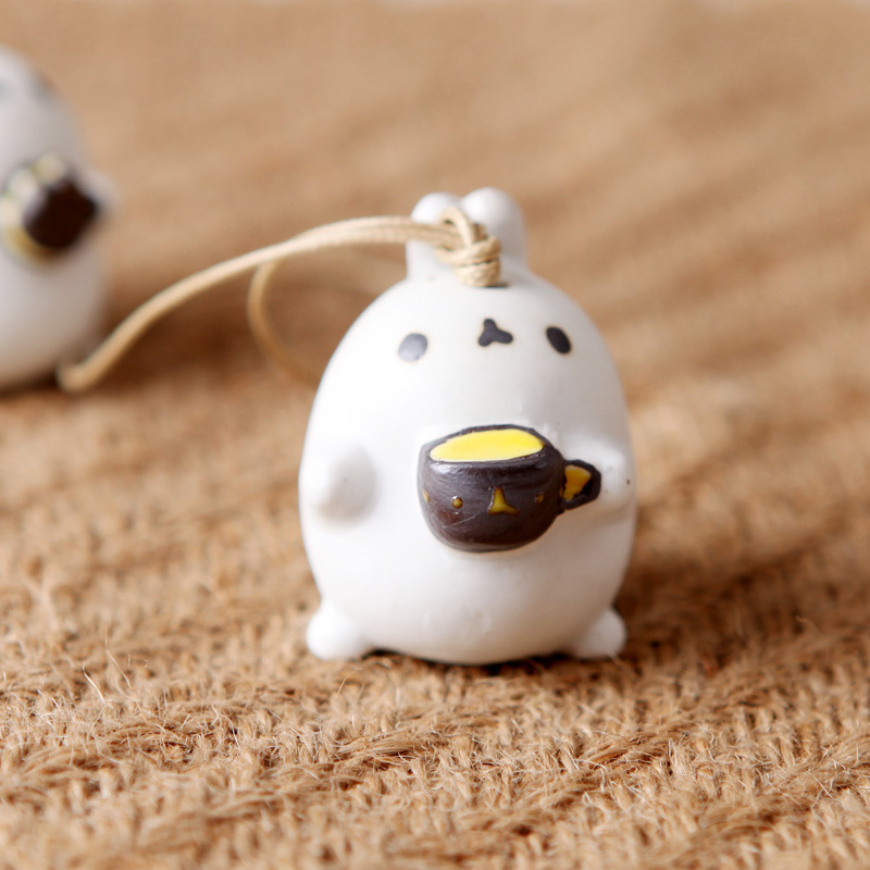 Japanese style ceramic ornament Cute little ears cartoon bunny rabbit  ceramic wind chimes ornaments