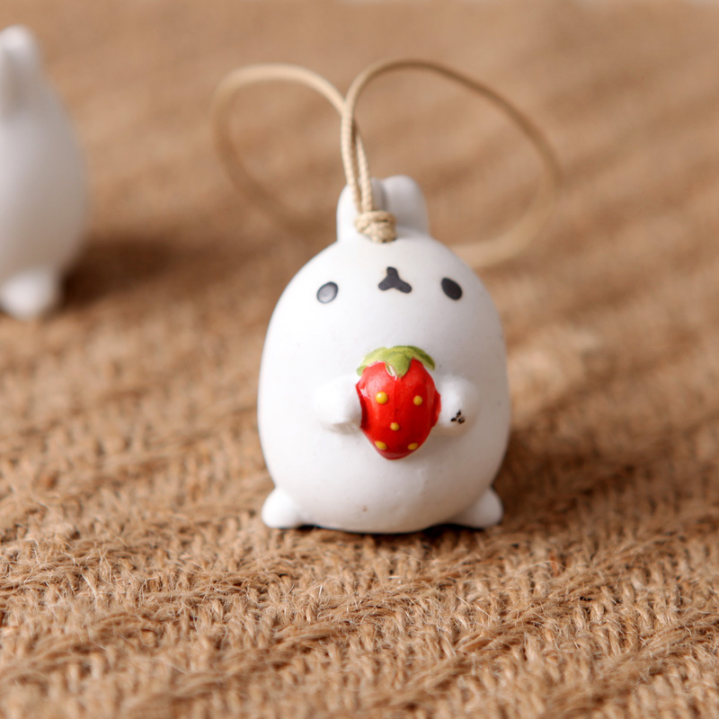 Japanese style ceramic ornament Cute little ears cartoon bunny rabbit  ceramic wind chimes ornaments