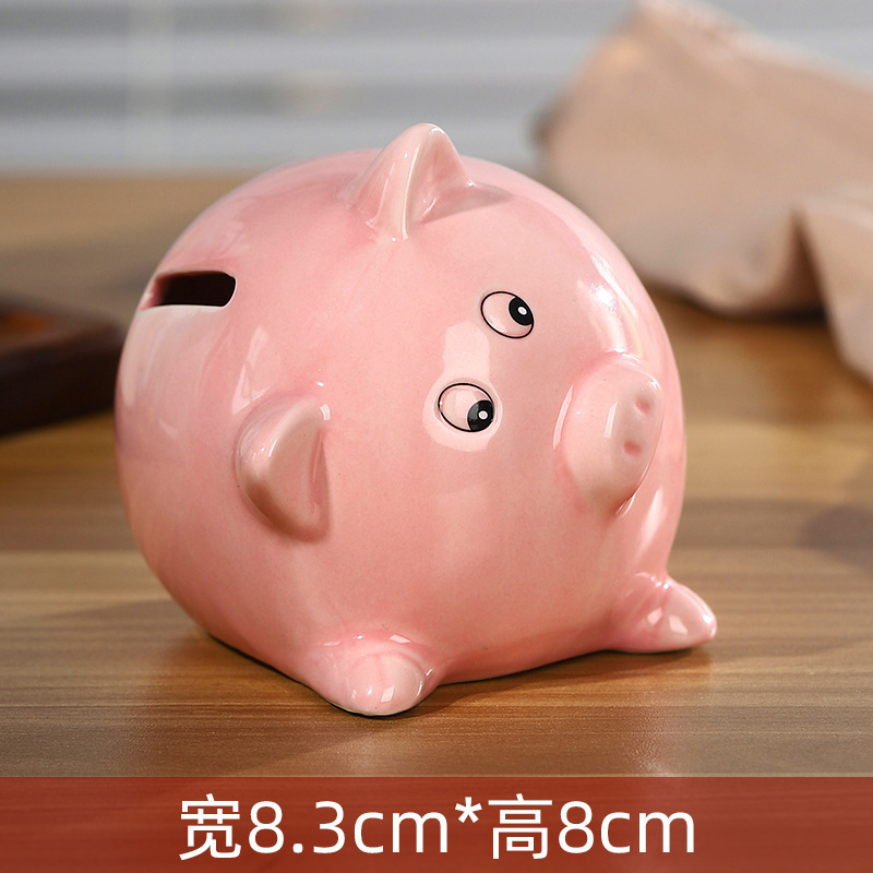 New Ceramic smart pink pig shape piggy coin bank money jars for children gift Home decoration