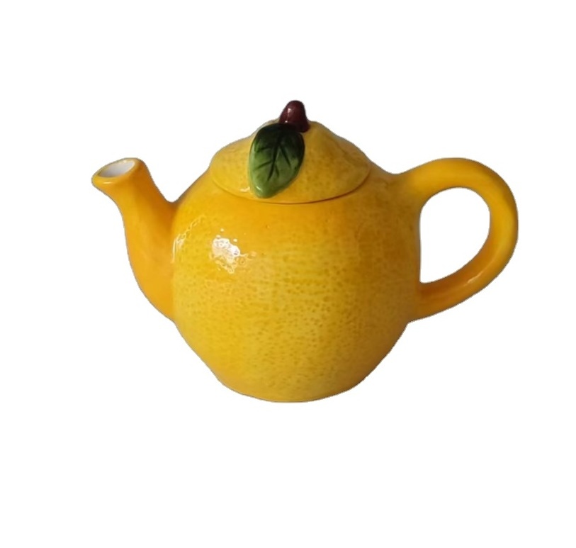 Customization Strawberry design Ceramic Teapot Hand painted 3D fruit & Christmas vintage Ceramic Lemon Coffee teapots