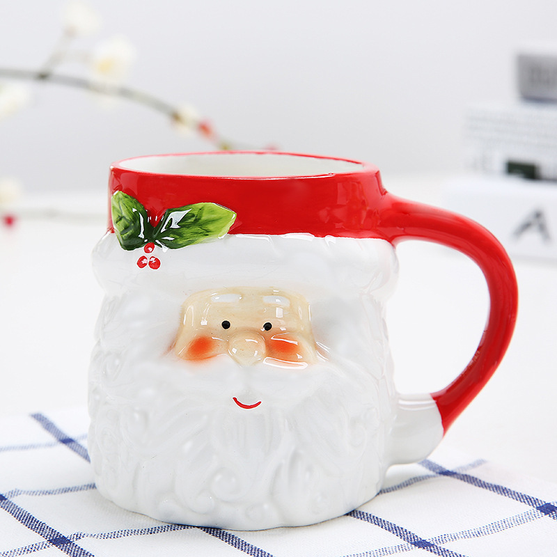 Customized Ceramic Christmas Coffee Mugs Gift Creative Xmas 3d Santa snowman moose Design coffee mug