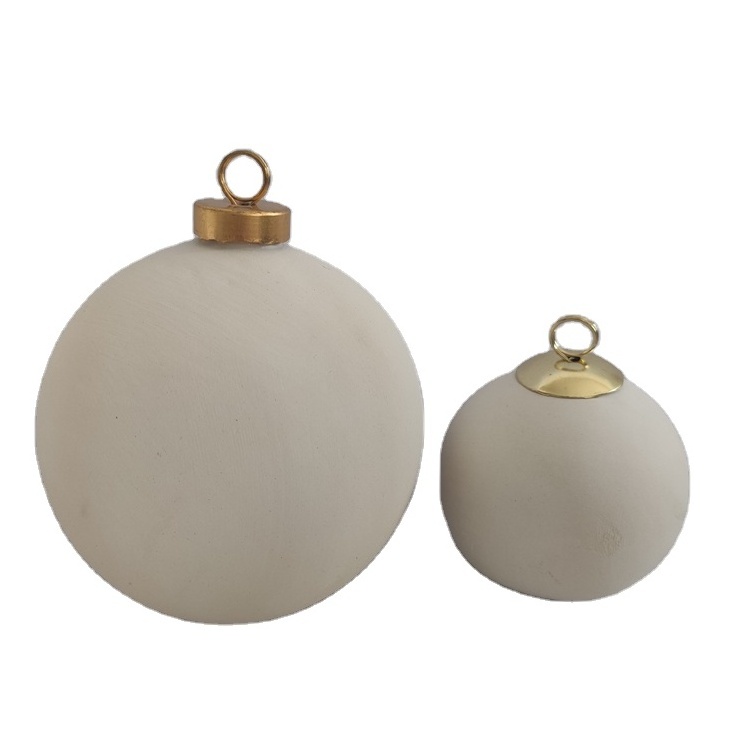 Hot sale custom ceramic Unglazed blank baubles ornaments Christmas balls Bisques for sublimation