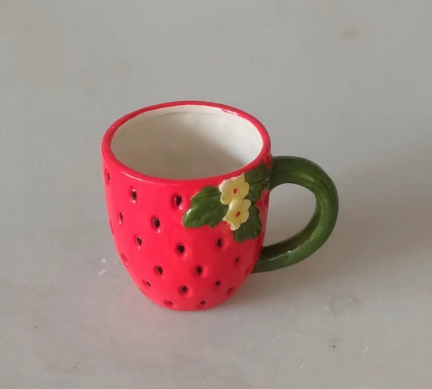 Customization Strawberry design Ceramic Teapot Hand painted 3D fruit & Christmas vintage Ceramic Lemon Coffee teapots