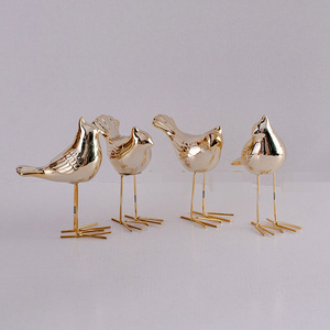 Home Garden Decor Office Living Room Animal Figurine Ceramic Craft artificial  Bird with metal feet for Table Decoration