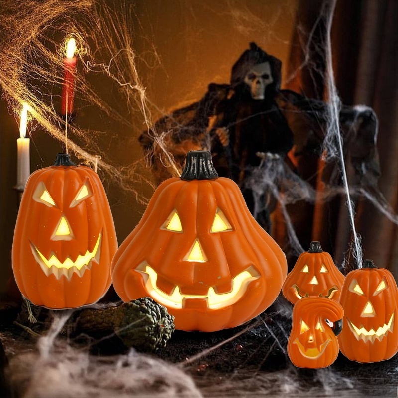 Halloween LED Plastic Pumpkin Toys Funky Festive Atmosphere Pumpkin Lighting Patio Garden Decorative Lights