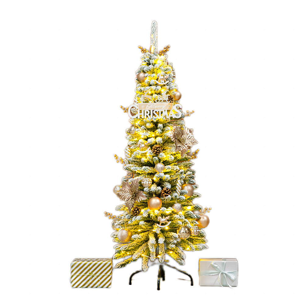 Modern Packaging 2023 navidad Christmas Tree Set DIY Lights Flocking PVC Christmas Tree For New Year