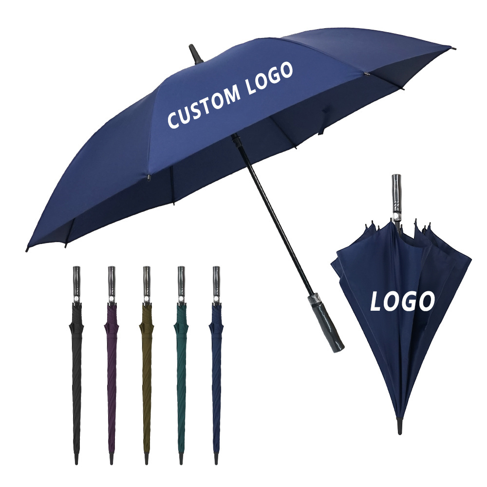 Custom Logo Large Golf Umbrella Automatic Wholesale Windproof Protection Umbrella Double Layer Branded Golf Umbrellas