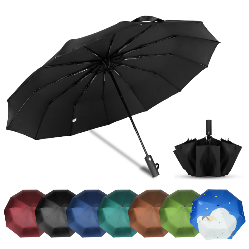 Custom Logo umbrella 3 fold automatic OEM Wind Protection Umbrella Automatic Opening Double Layer umbrellas with logo