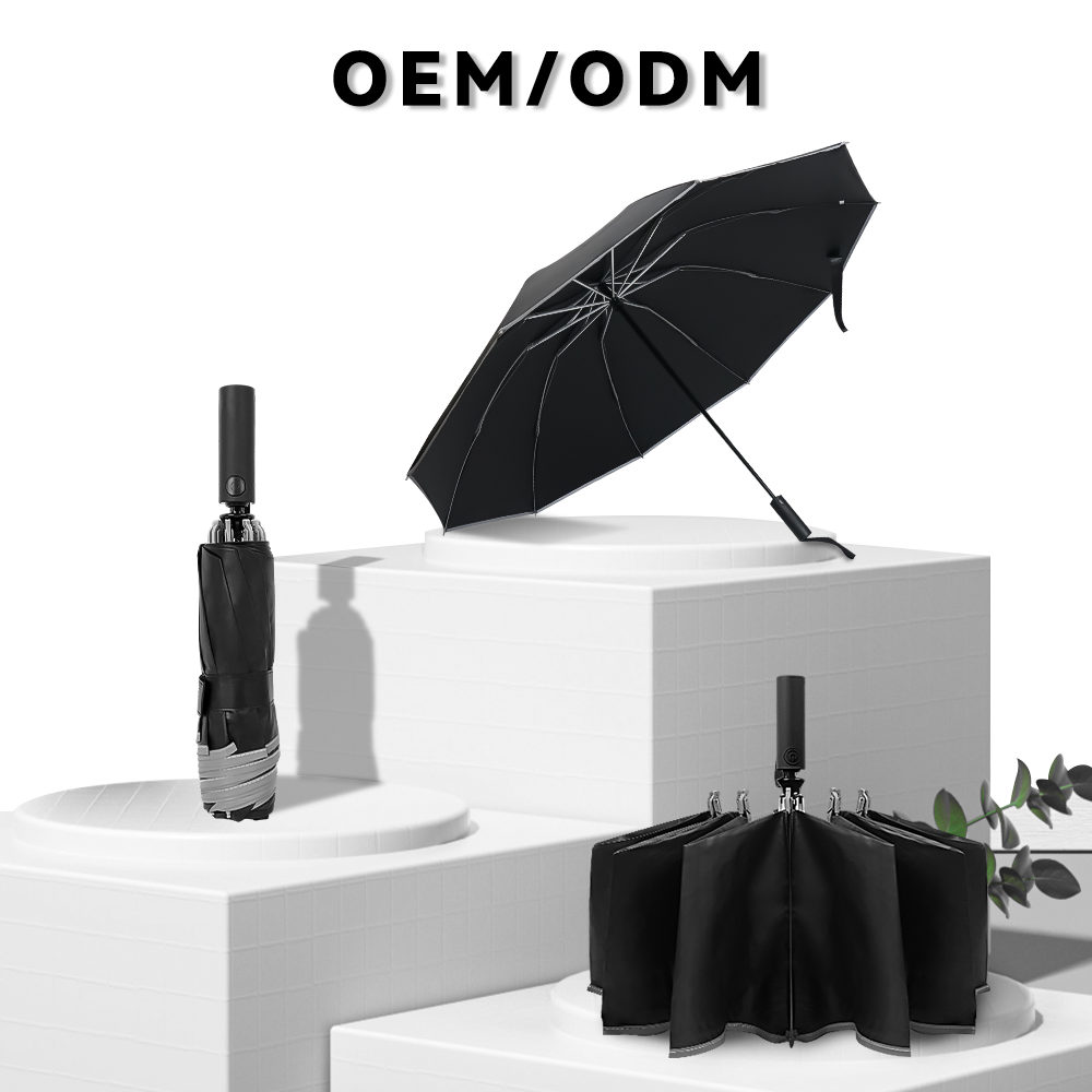 Low MOQ Wholesale Promotional Three-fold Umbrella Open Sunscreen UV Durable OEM Rainy Automatic Opening Umbrellas