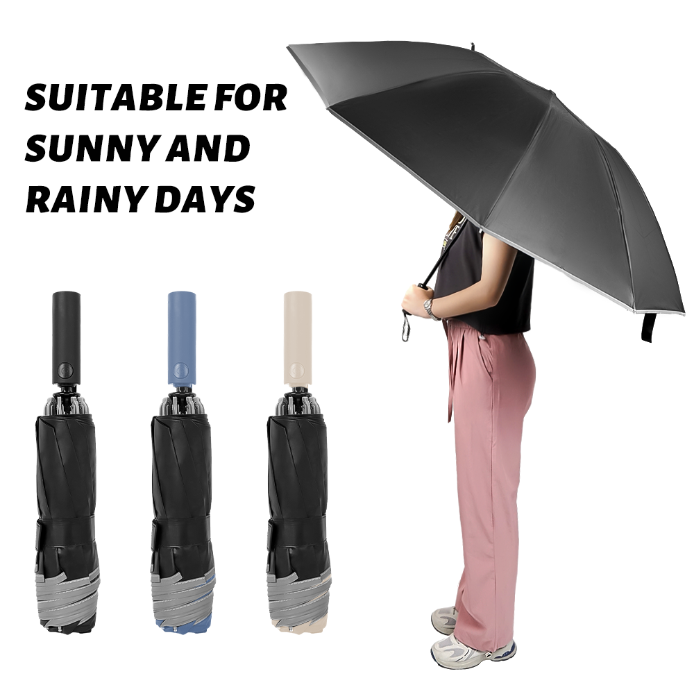 Low MOQ Wholesale Promotional Three-fold Umbrella Open Sunscreen UV Durable OEM Rainy Automatic Opening Umbrellas