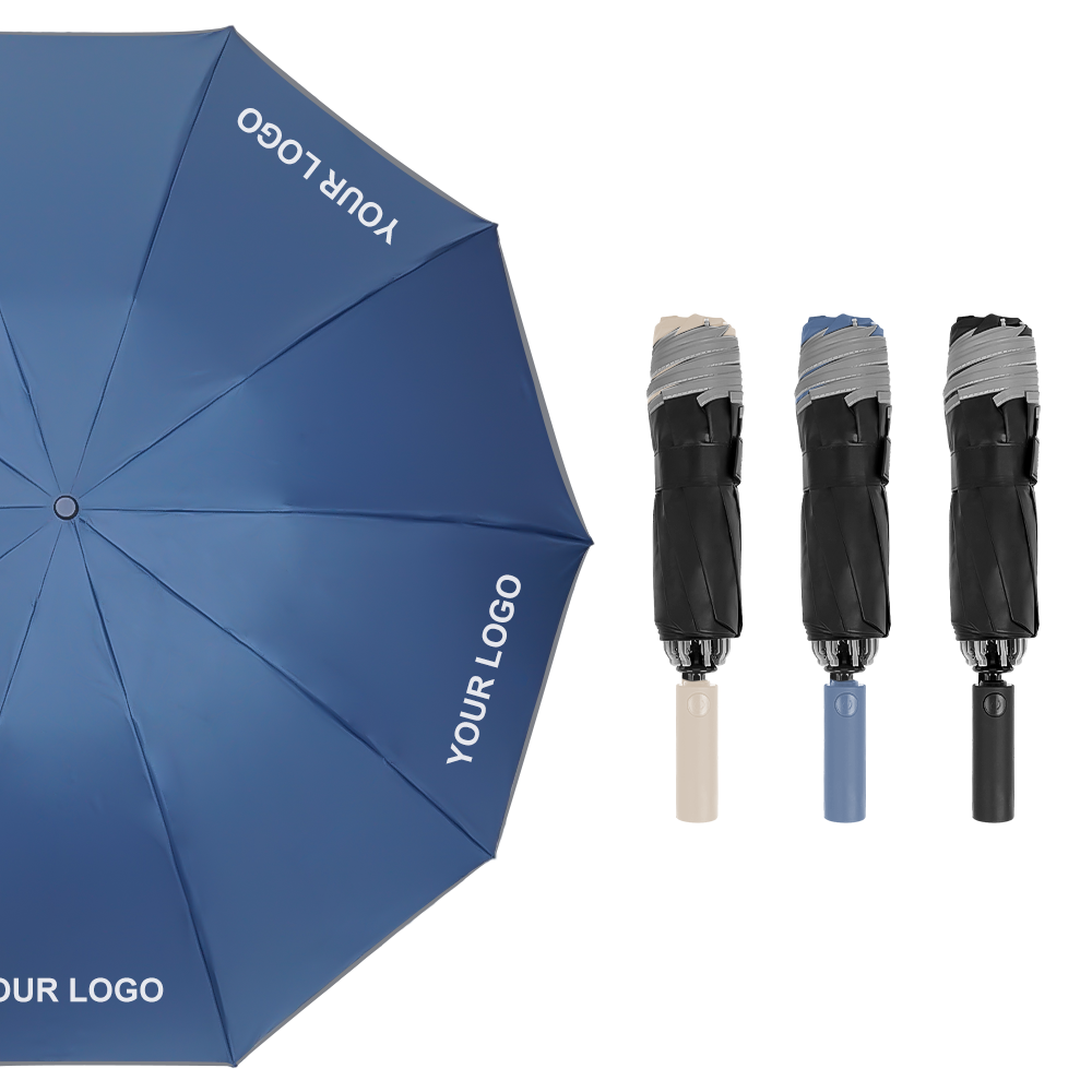 Low MOQ Wholesale Promotional Three-fold Umbrella Open Sunscreen UV Durable OEM Rainy Automatic Opening Umbrellas