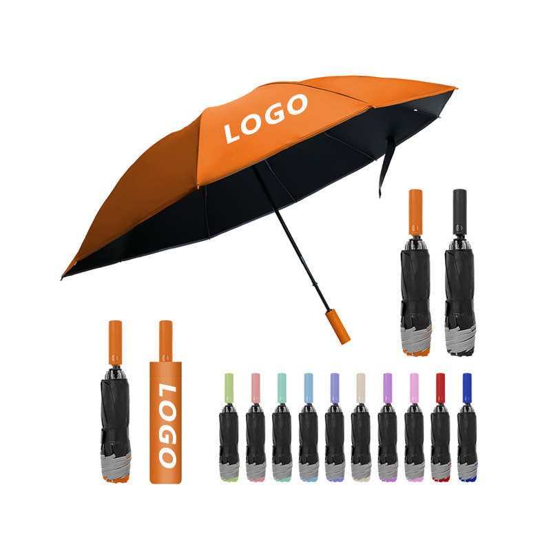 Low MOQ Wholesale Promotional Three-fold Umbrella Open Sunscreen UV Durable OEM Rainy Automatic Opening Umbrellas