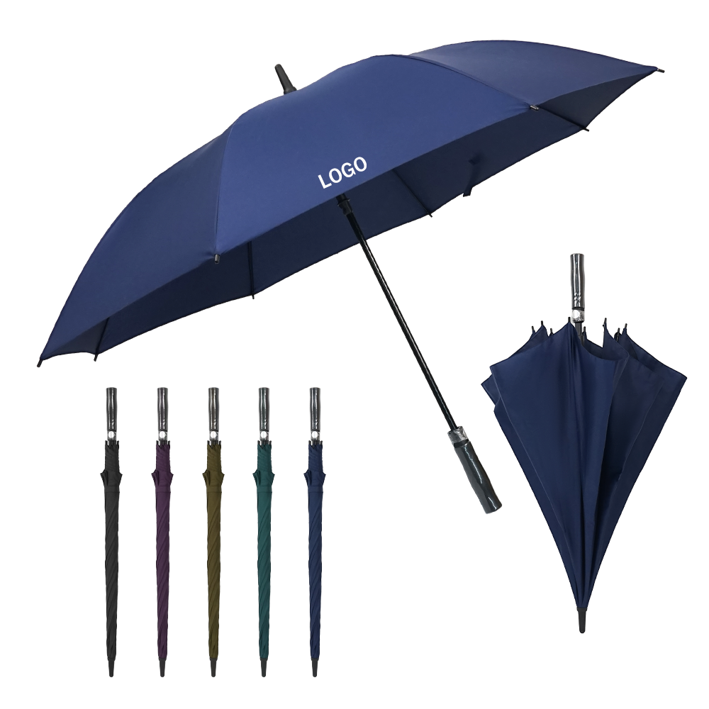 Custom Umbrella Oversized Windproof Waterproof Full Double Layer Long Handle Straight Fiberglass Golf Umbrella For Rain