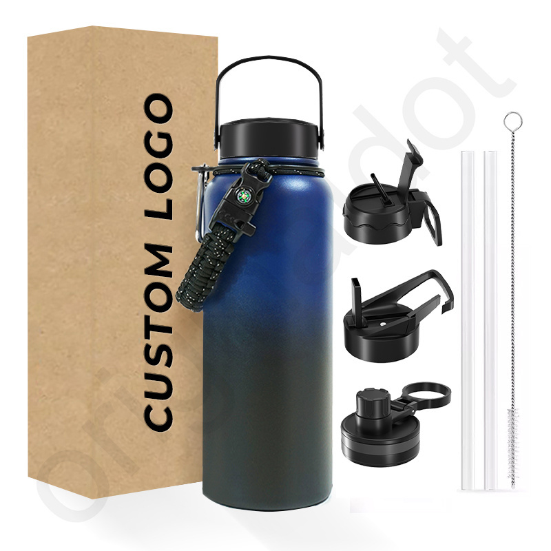 Stainless Steel Water Bottles - Straw Lid Spout/ Leak Proof - 32 oz Water Bottles Metal Water Bottle