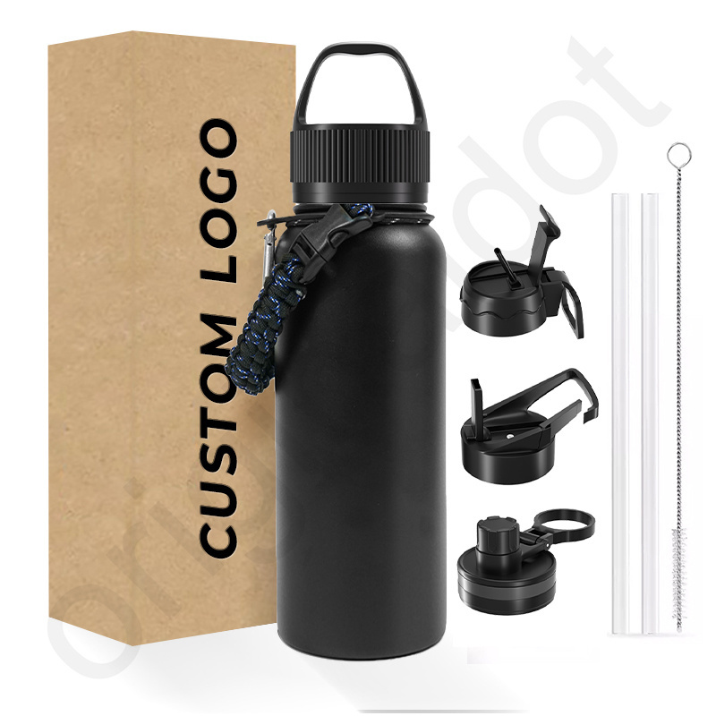 Stainless Steel Water Bottles - Straw Lid Spout/ Leak Proof - 32 oz Water Bottles Metal Water Bottle