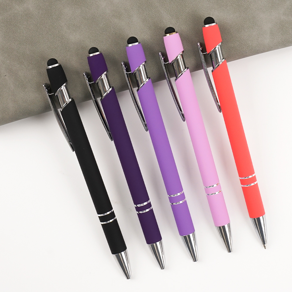 Professional Portable Ball-point Pens Multi Color Laser Logo Promotional Soft Touch Ball Pen