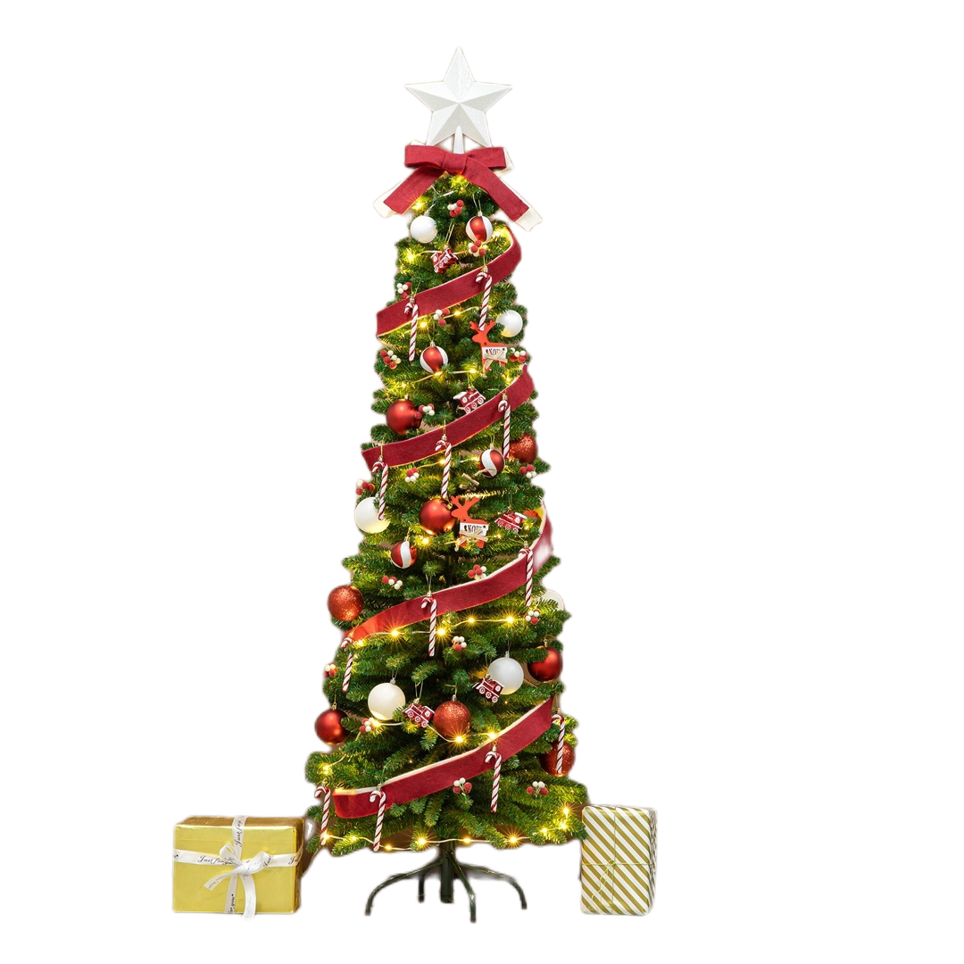 Modern Packaging 2023 navidad Christmas Tree Set DIY Lights Flocking PVC Christmas Tree For New Year