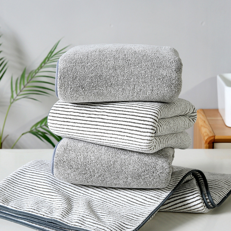 Dark grey custom hotel striped  sweat hand bath microfiber cooling wholesale bath second hand towel for bathroom