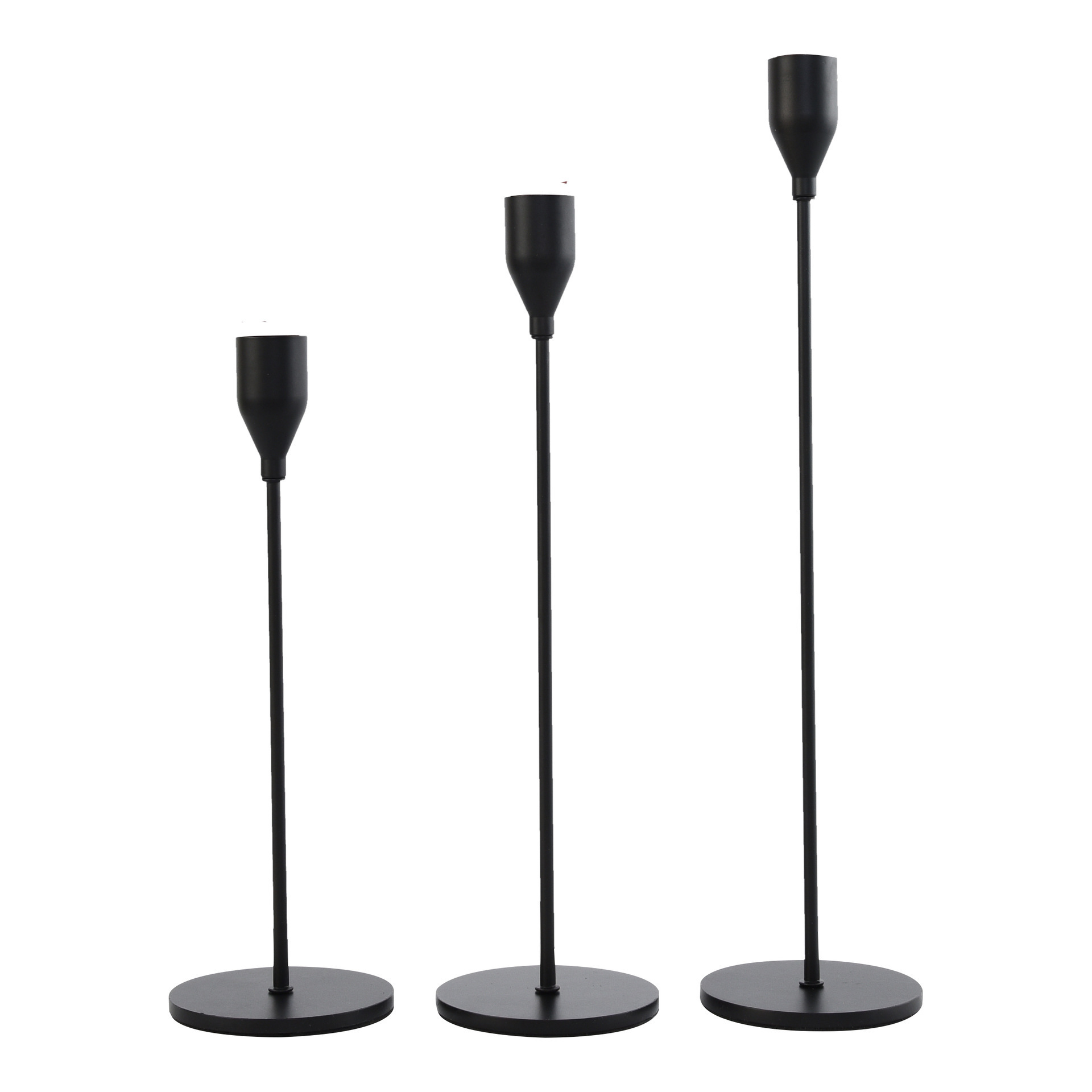 3Pcs Matte Black Candle Holders Set of 6 Candlestick Holders for 3/4