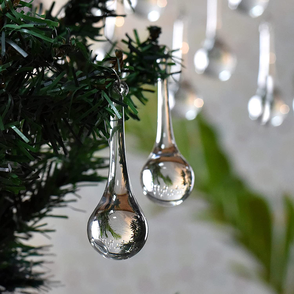 Low Price Customized Clear Glass Teardrop Ice Strip christmas ball tree ornaments Christmas ball For Christmas