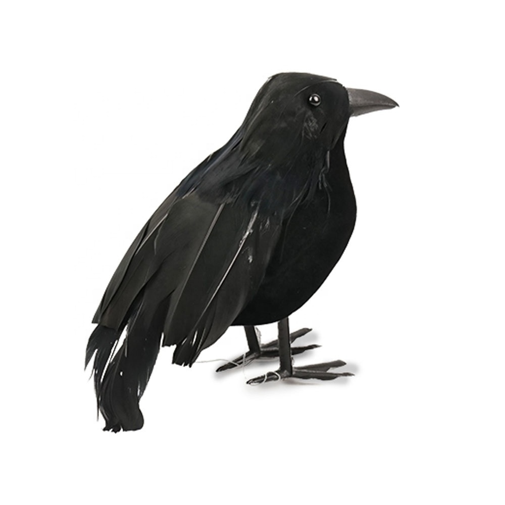 Wholesale Black Crow Decoration Halloween Simulation Feather Crow Halloween Decoration Crow