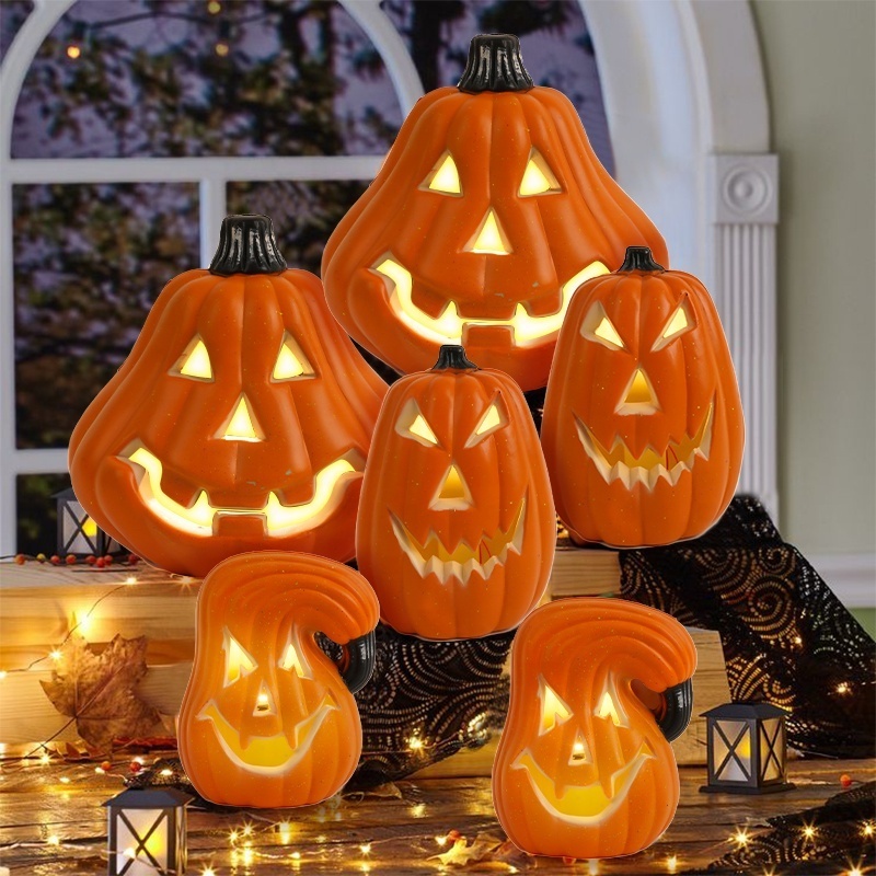 Halloween LED Plastic Pumpkin Toys Funky Festive Atmosphere Pumpkin Lighting Patio Garden Decorative Lights