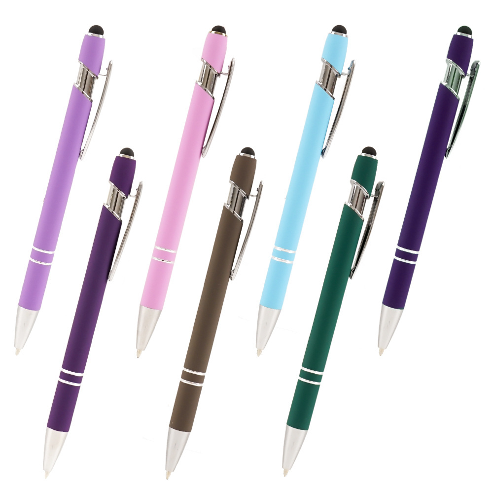 Professional Portable Ball-point Pens Multi Color Laser Logo Promotional Soft Touch Ball Pen