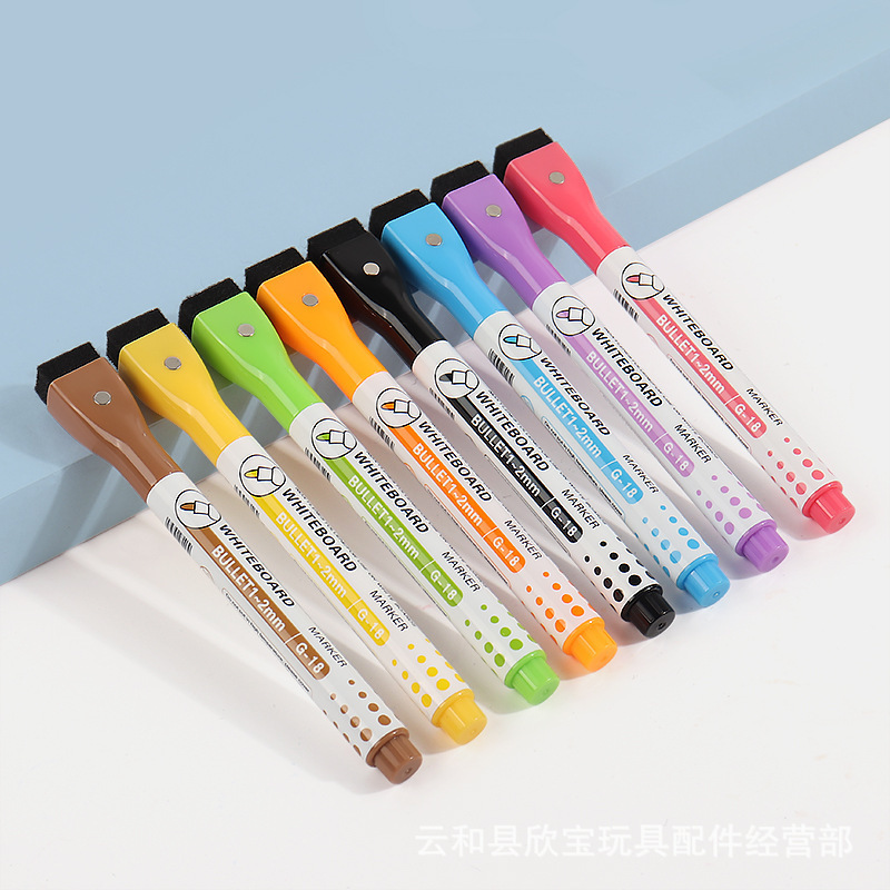 Hot selling 12 colors round tip and chisel tip dry erase whiteboard marker pen set