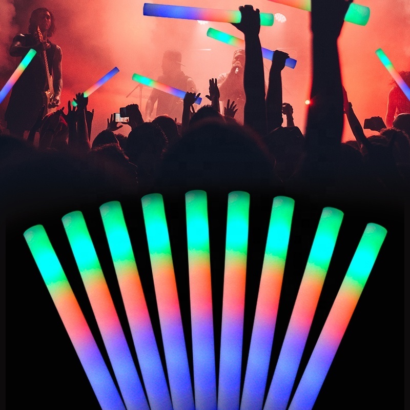 Hot Selling 3 Modes RGB Monochrome Party Supplies Multi Color Custom Personalized Party Glow Foam Stick LED Light Up Baton