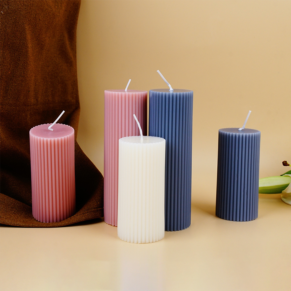 Unscented ribbed decorative pillar candles Home Decor Wedding Table natural soy wax scented pillar candles aroma candle