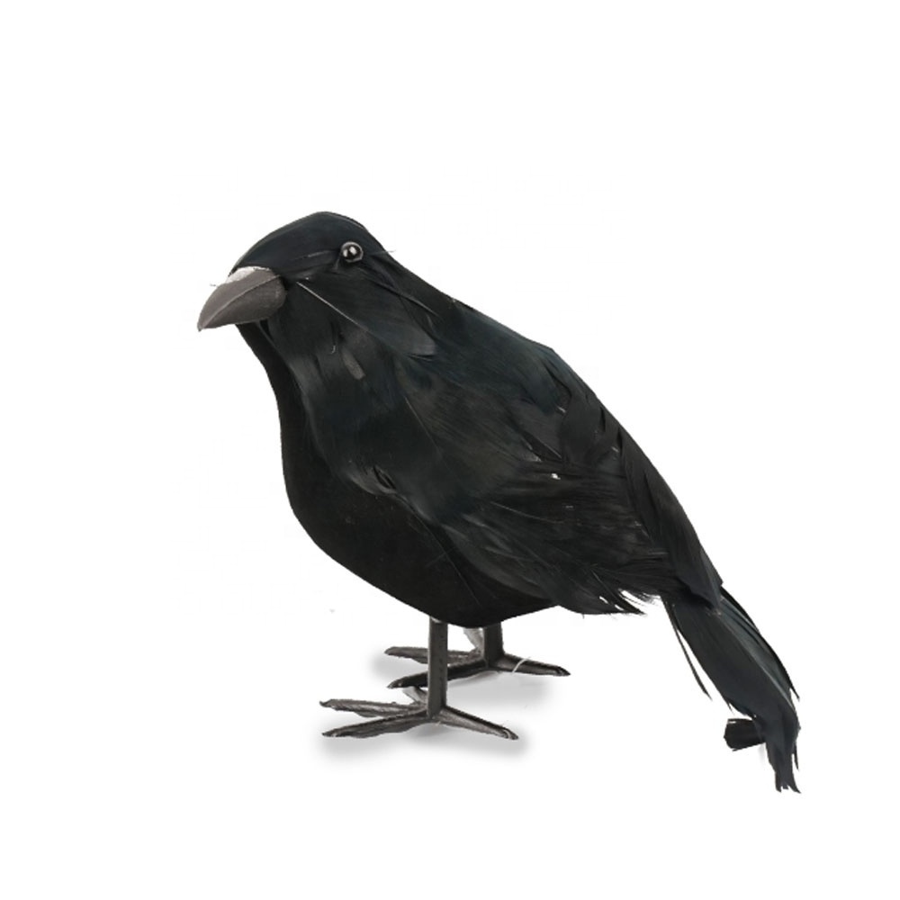 Wholesale Black Crow Decoration Halloween Simulation Feather Crow Halloween Decoration Crow