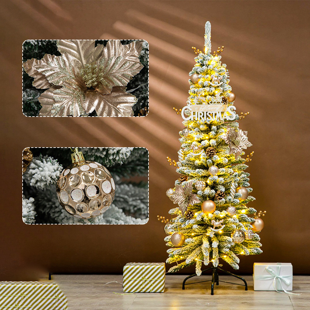 Modern Packaging 2023 navidad Christmas Tree Set DIY Lights Flocking PVC Christmas Tree For New Year