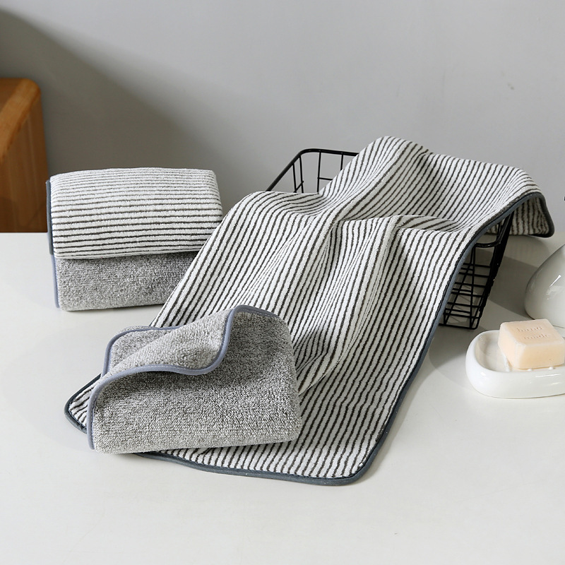 Dark grey custom hotel striped  sweat hand bath microfiber cooling wholesale bath second hand towel for bathroom