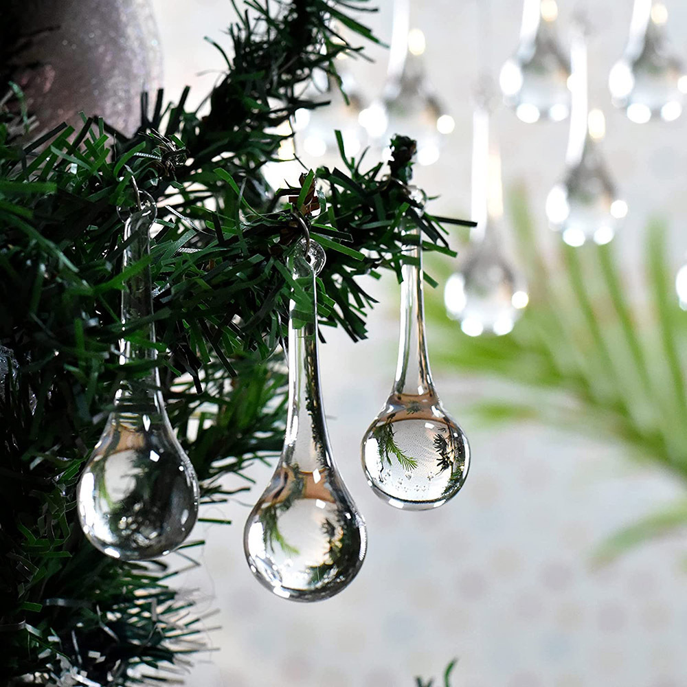 Low Price Customized Clear Glass Teardrop Ice Strip christmas ball tree ornaments Christmas ball For Christmas